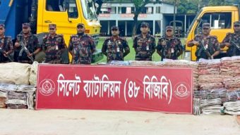 সিলেট সীমান্তে সাড়ে ৭ কোটি টাকার ভারতীয় চোরাই পণ্য জব্দ