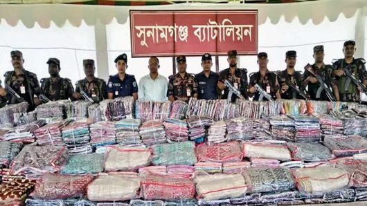 সুনামগঞ্জ সীমান্তে সাড়ে ৫ কোটি টাকার অবৈধ পণ্য আ ট ক
