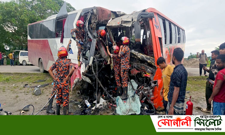 ওসমানীনগরে দুই বাসের মুখোমুখি সংঘর্ষে  নিহত ১ আহত ২৫