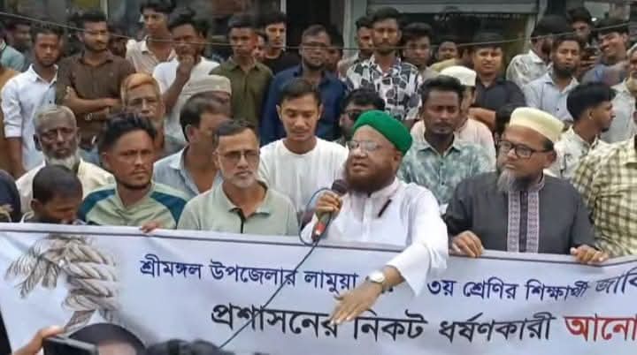 শিশু ধর্ষণকারীর ফাঁসির দাবিতে শ্রীমঙ্গলে মানববন্ধন