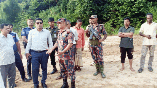 সারি-৩ বালুমহাল পরিদর্শন করেন উপজেলা প্রশাসন