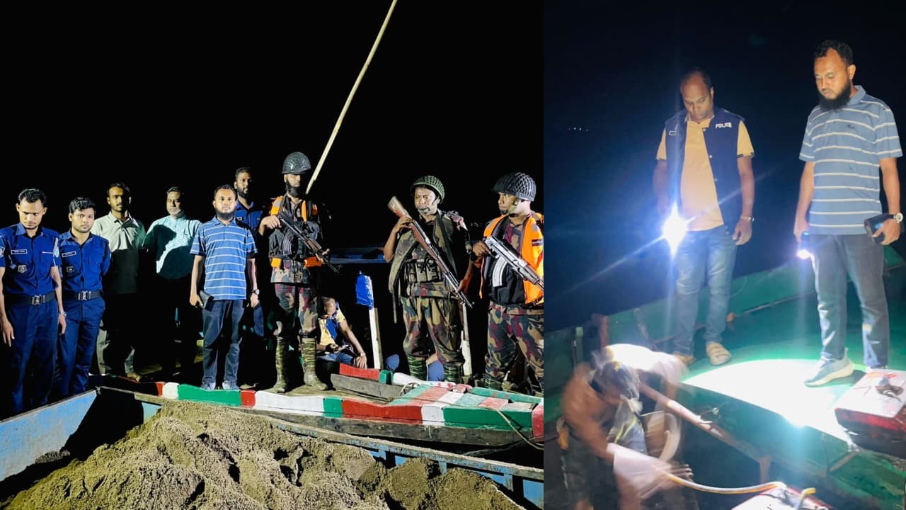 গোয়াইনঘাটে অবৈধ বালু উত্তোলন: ১২ ড্রেজার ধ্বংস, স্টিলবডি ডুবিয়ে দেওয়া, জরিমানা ৫০ হাজার!