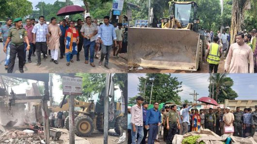 জৈন্তাপুরের দরবস্ত ও চিকনাগুল বাজারে ৬০ অবৈধ স্থাপনা উচ্ছেদ