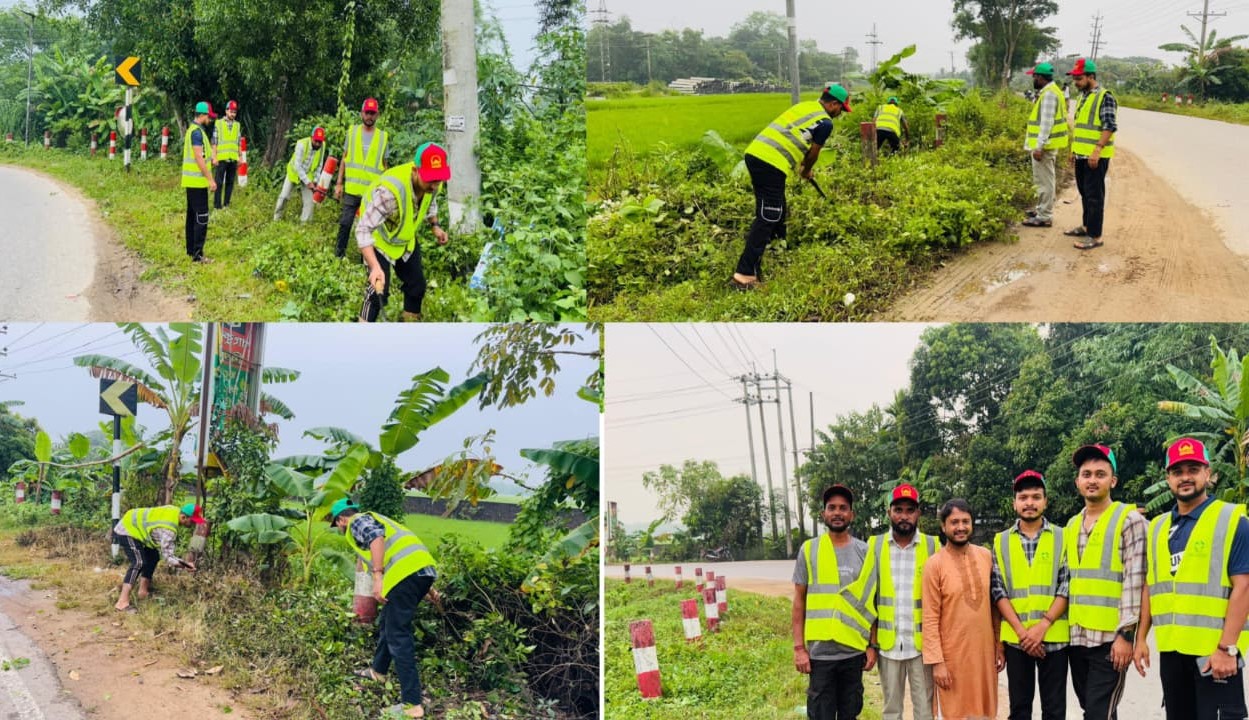 বড়লেখায় সড়কের ঝুকিপূর্ণ স্থানে রোড সাইন দৃশম্যান করলো নিসচা