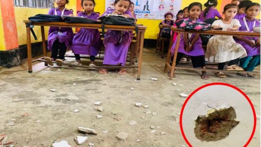 জৈন্তাপুরে মোকামপুঞ্জি সরকারি প্রাথমিক বিদ্যালয়ের ভবন ঝুঁকিপূর্ণ ক্লাস চলাকালে ছাদের অংশ ধসে পড়ছে, আতংকে ছাএ/ ছাএীরা